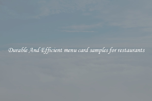 Durable And Efficient menu card samples for restaurants