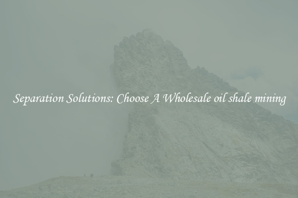 Separation Solutions: Choose A Wholesale oil shale mining