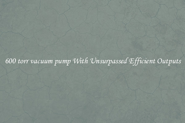 600 torr vacuum pump With Unsurpassed Efficient Outputs